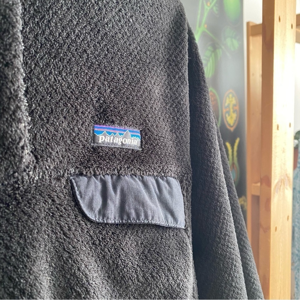 Patagonia Black Half-Snap High Pile Fleece Pullover Jacket Sweater Medium - Picture 9 of 15
